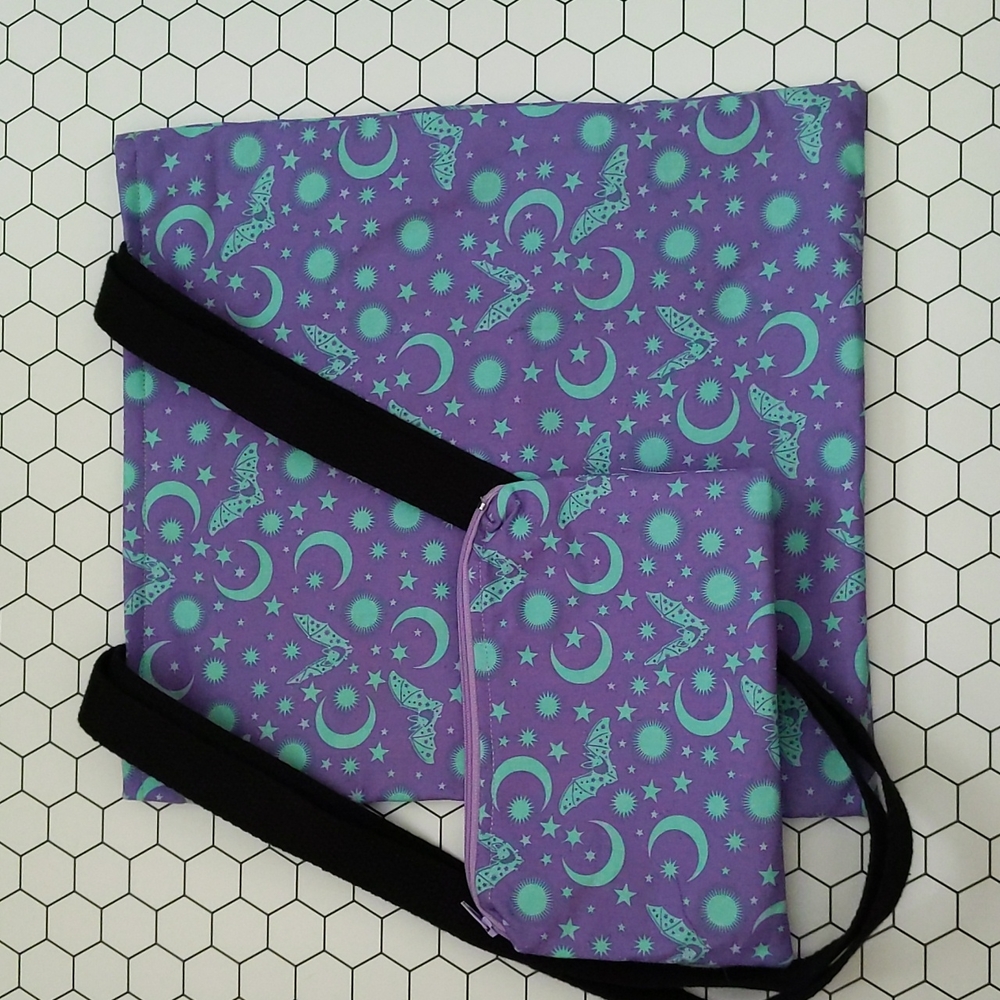 Bats, moons and stars tote and pouch